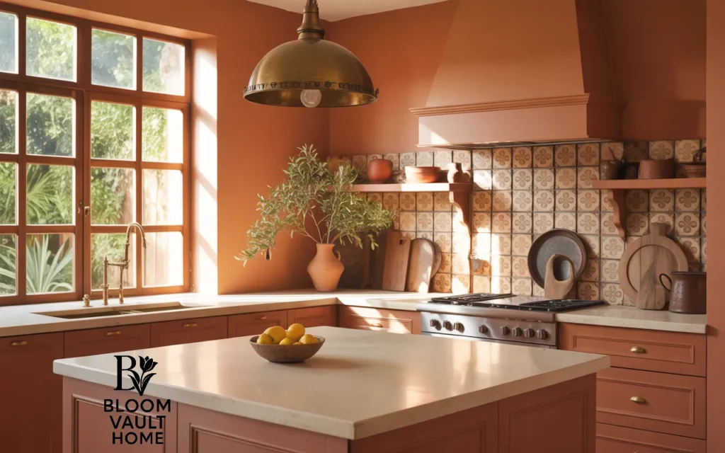 Boho Terracotta Kitchen with Patterned Tiles