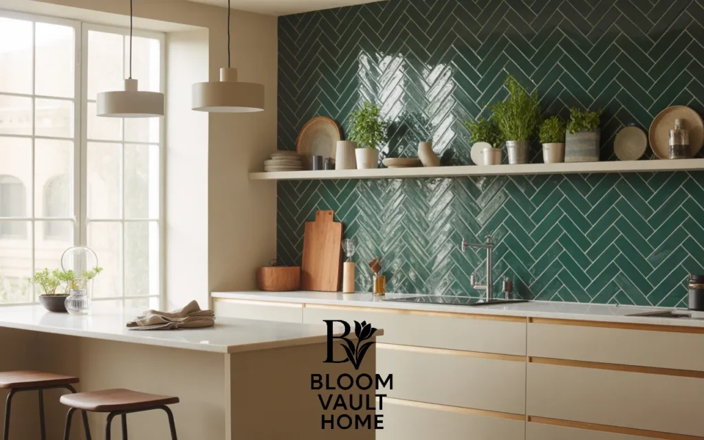 Herringbone Terracotta Backsplash Pattern