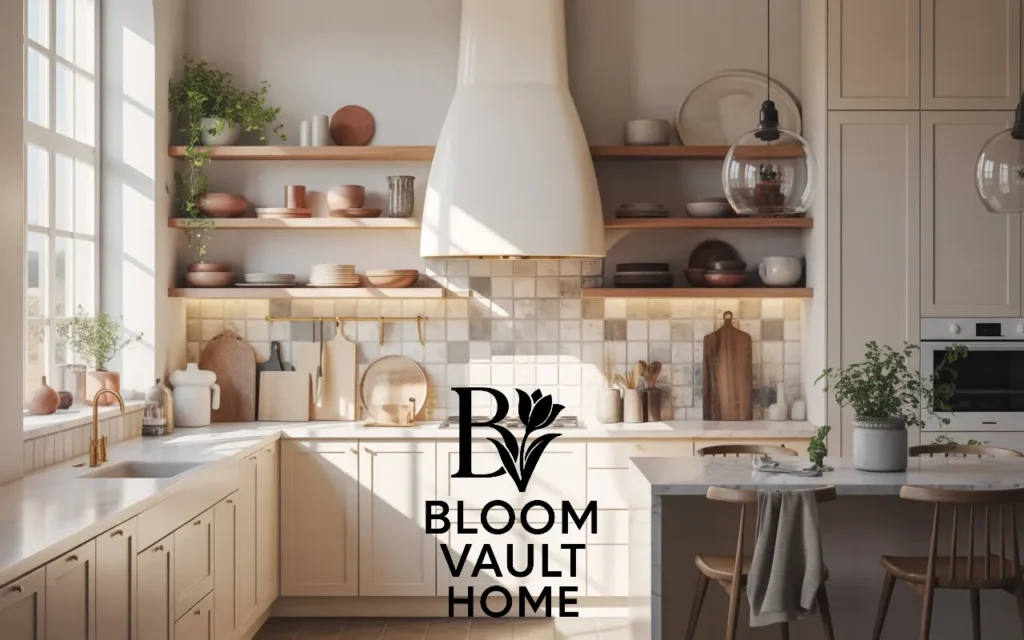 Matte Terracotta with Open Wood Shelves