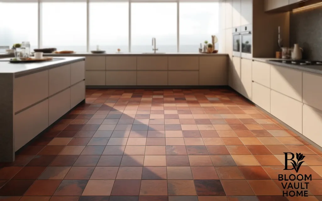 Minimalist Kitchen with Terracotta Contrast