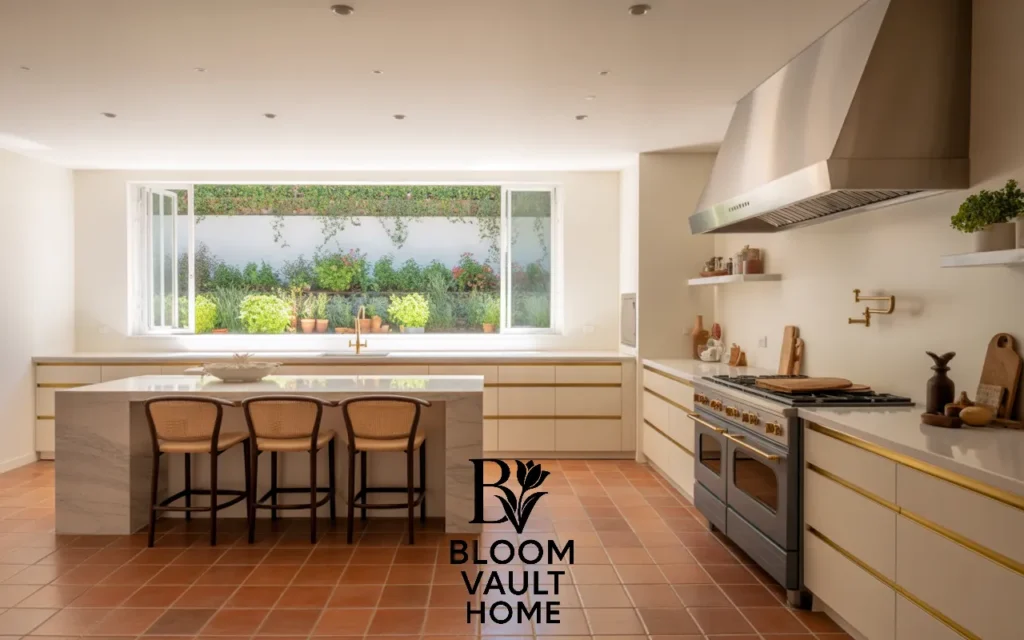 Minimalist Terracotta Tile Kitchen