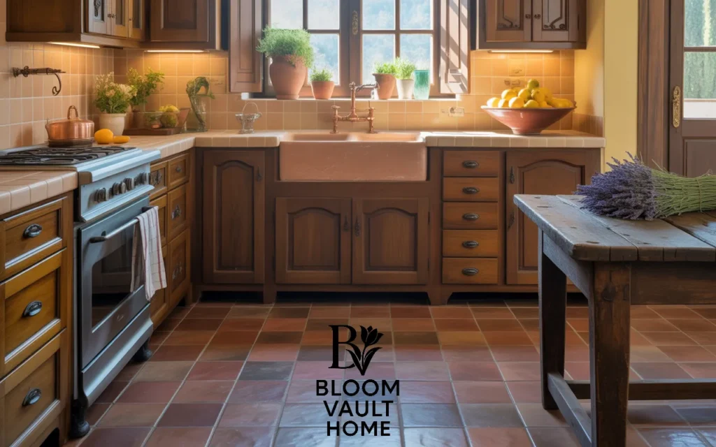 Rustic Mediterranean Terracotta Tile Kitchen
