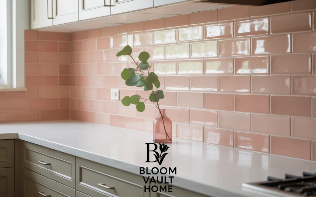 Soft Pink-Toned Terracotta Backsplash