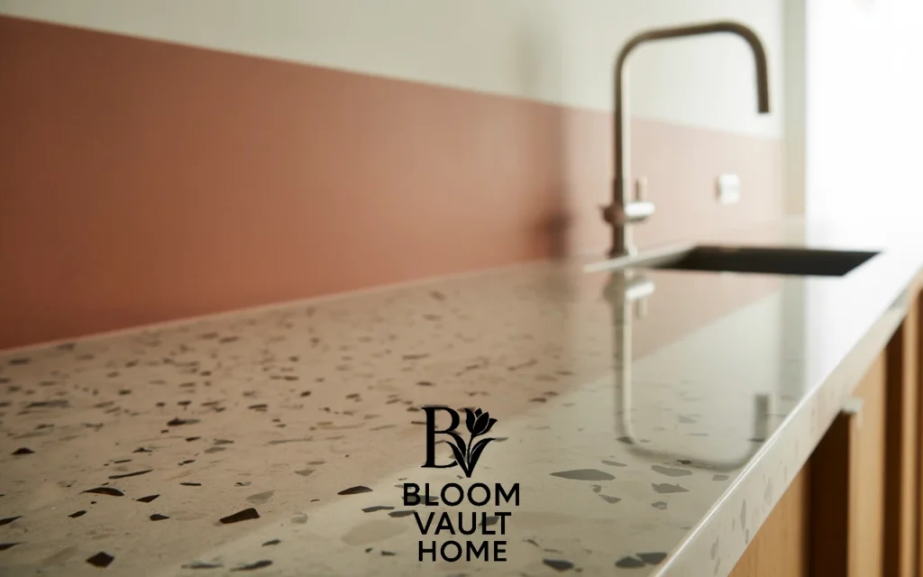 Terracotta Backsplash with Terrazzo Counters