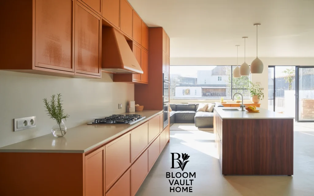Terracotta Cabinets in an Open Concept Layout