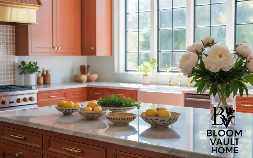 Terracotta Cabinets with Luxe Gold Hardware