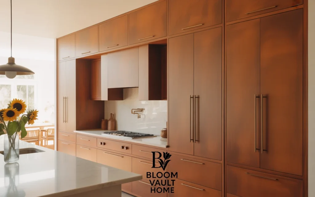 Terracotta Cabinets with Mixed Metal Hardware