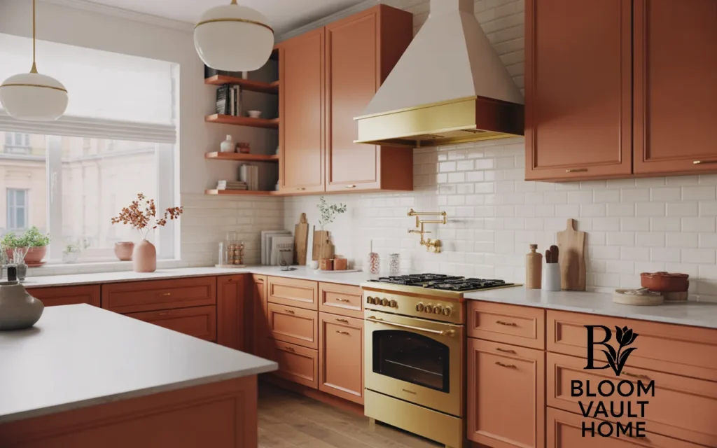 Terracotta with Brass Fixtures for Warmth