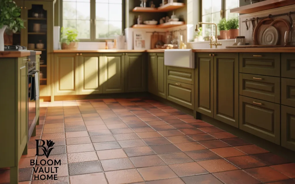 Terracotta with Olive Green Cabinets