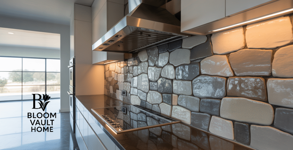 Stone Backsplash in an Open Concept Kitchen