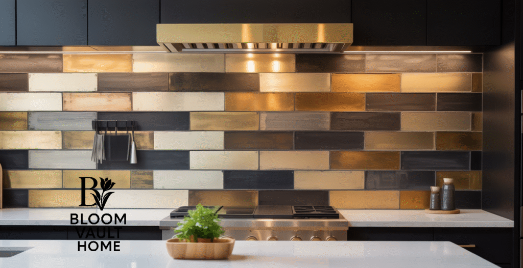 Stone Backsplash with Mixed Finishes