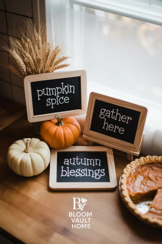 Add Mini Chalkboards with Fall Messages