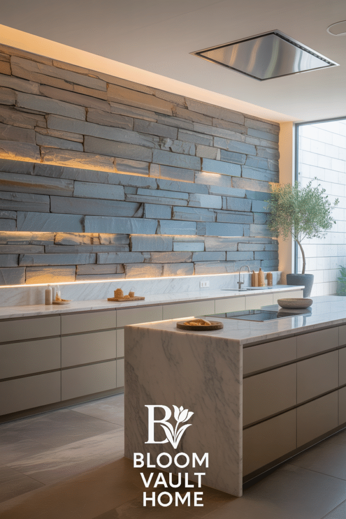 Coastal Bluestone Wall Kitchen