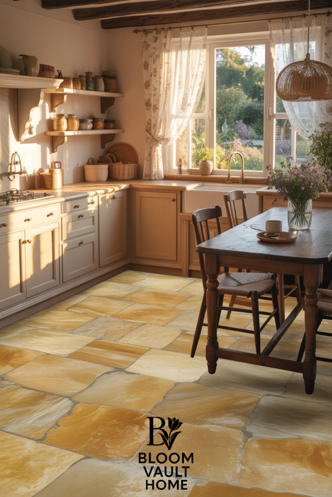 Cottage Sandstone Kitchen Floor