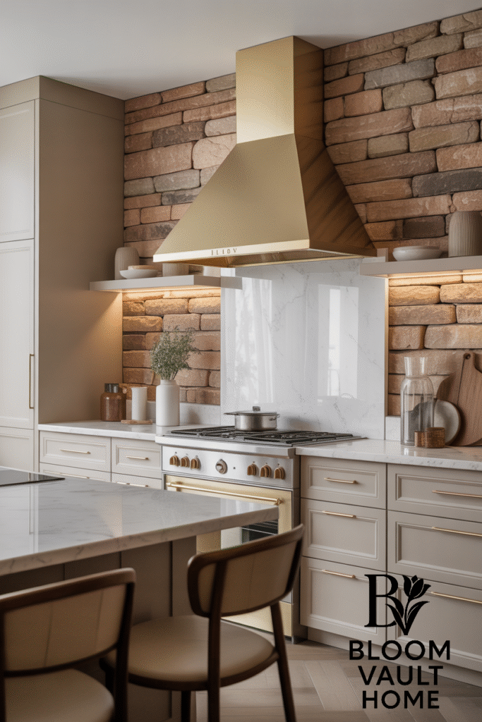 Cottage Sandstone Wall Kitchen