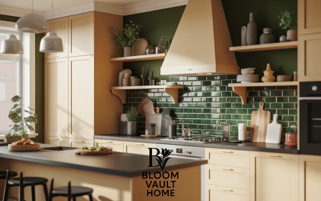 Dark Green Backsplash for Drama