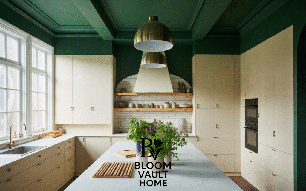 Dark Green Ceiling for Unexpected Drama