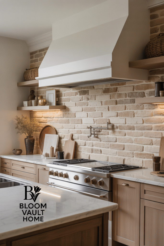 Farmhouse Limestone Wall Kitchen