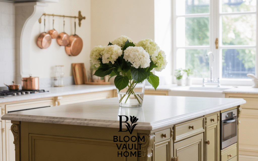 French Inspired Olive Green Kitchen 