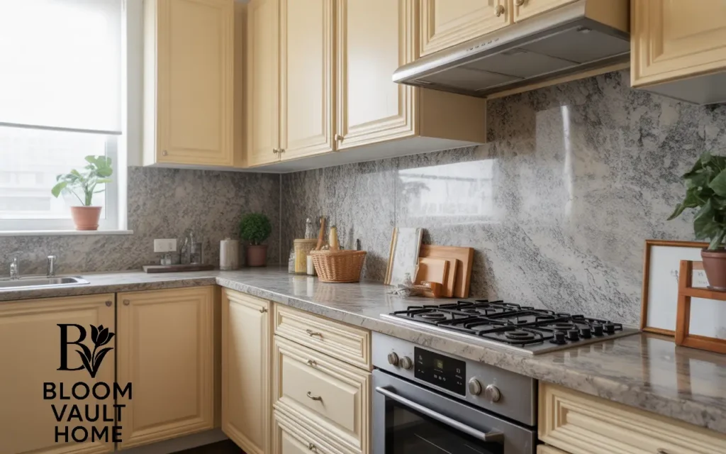 Granite Stone Backsplash for Bold Durability