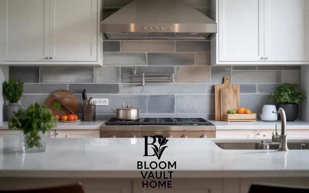 Gray Stone Backsplash for a Sleek, Modern Look