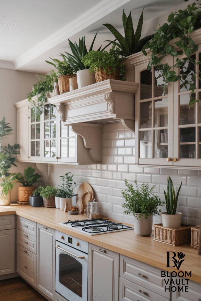 Greenery Galore: Above Kitchen Cabinet Decor Ideas