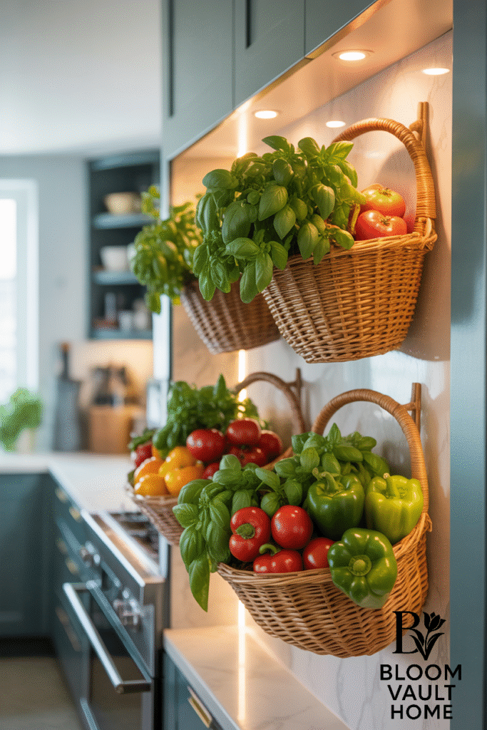 Hanging Baskets with Fresh Produce
