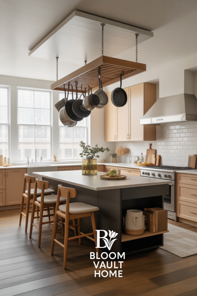 Hanging Pot Rack Above the Island