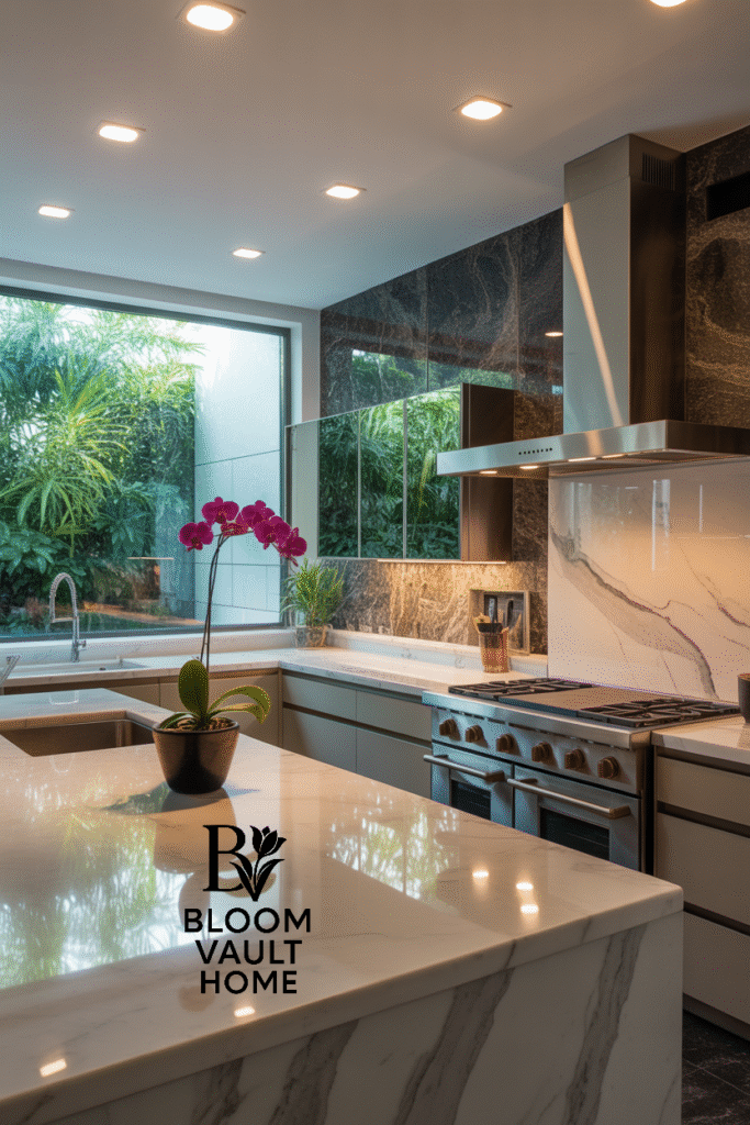 Industrial Granite Stone Wall Kitchen