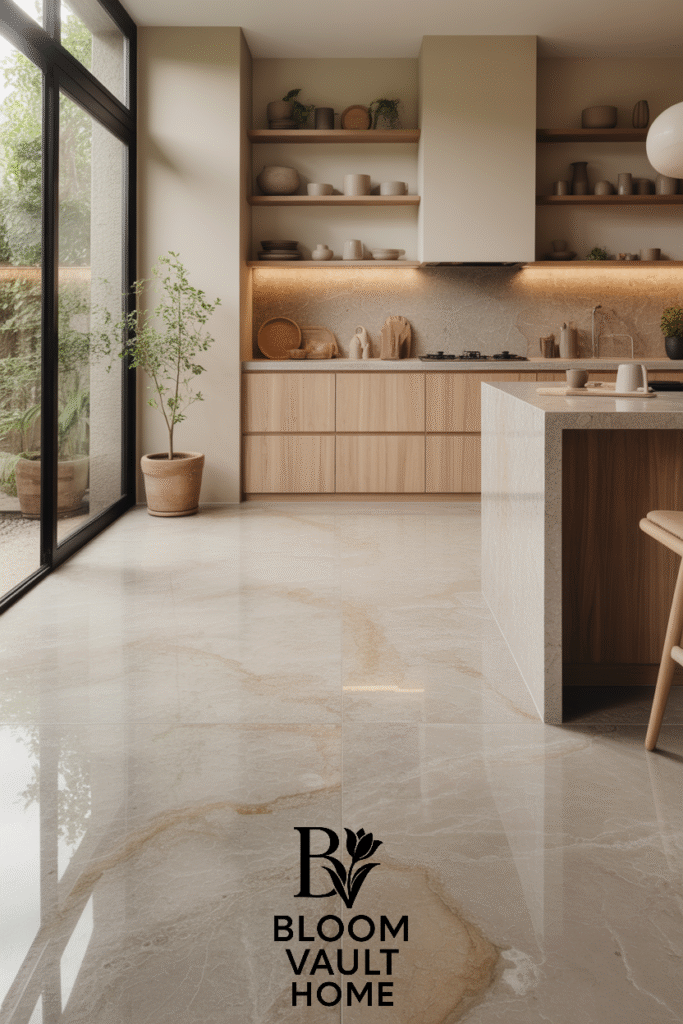 Japandi Quartzite Stone Kitchen Floor