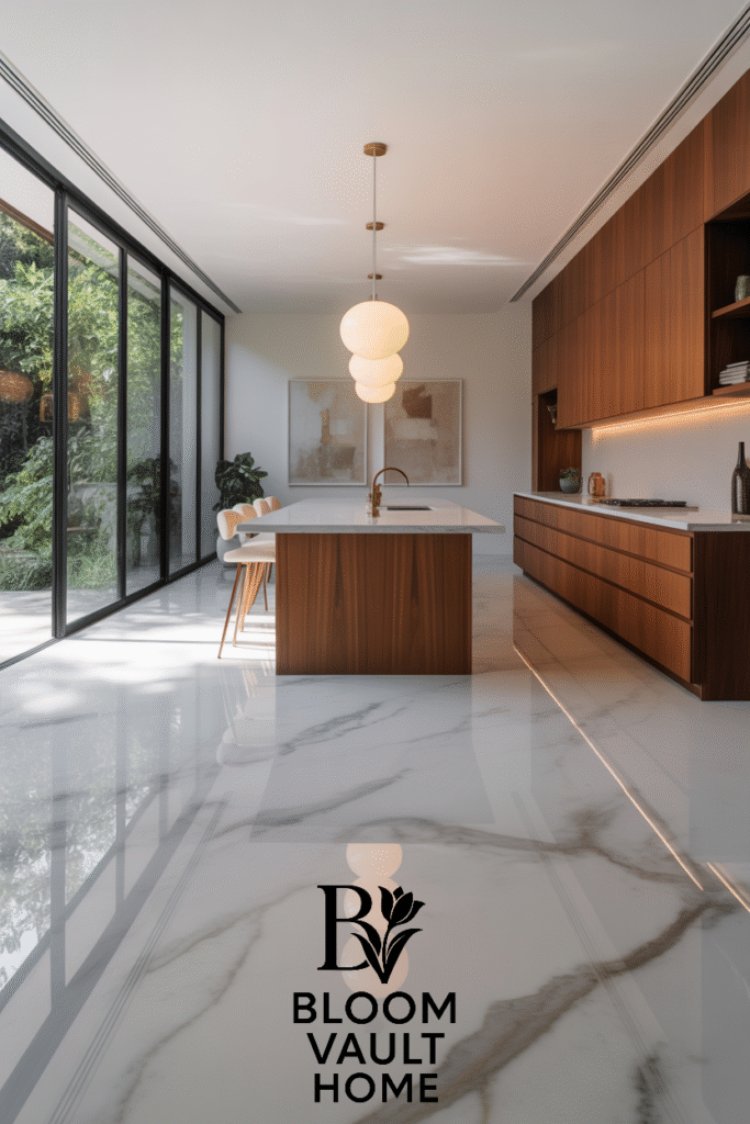 Midcentury Modern Marble Kitchen Floor