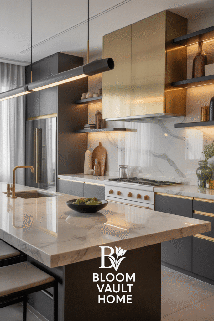 Midcentury Modern Stone Benchtop Kitchen