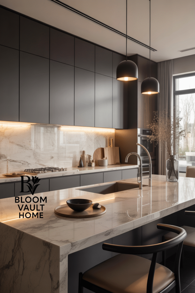 Modern Minimalist Stone Benchtop Kitchen