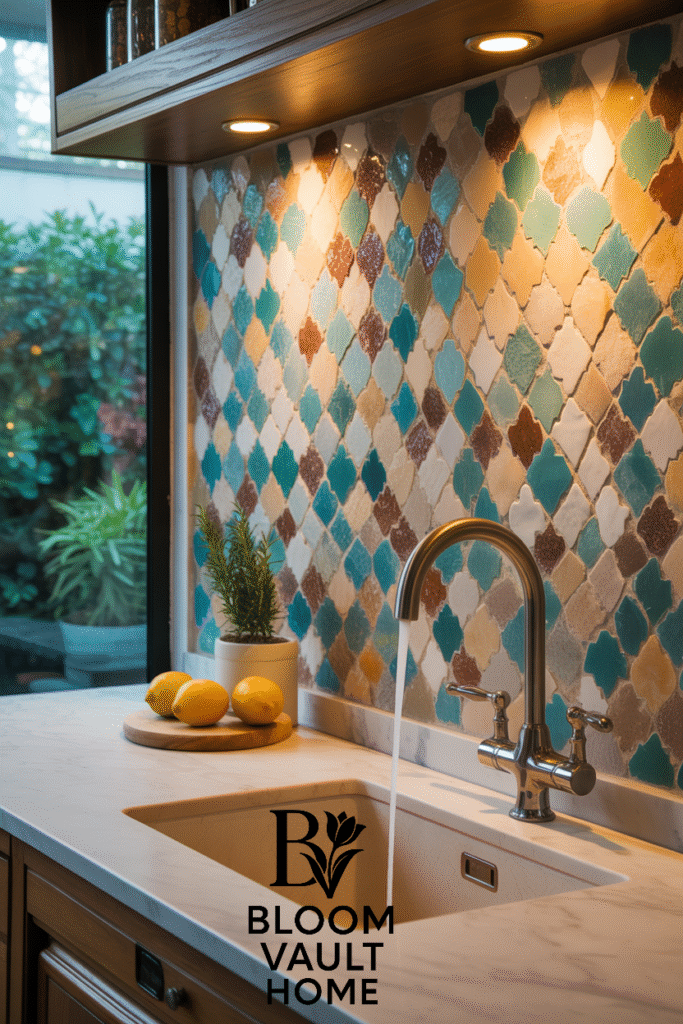 Moroccan Mosaic Stone Wall Kitchen