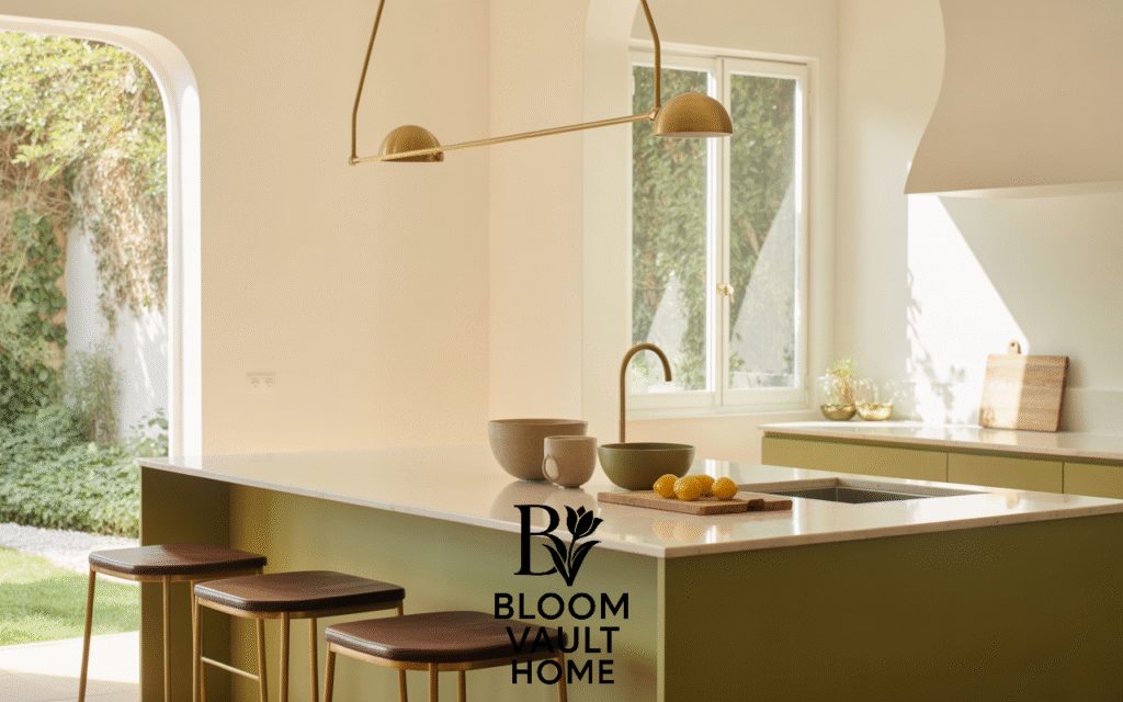 Olive Green and Brass Accents