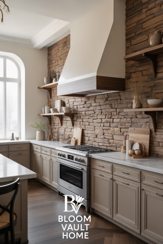 Rustic Fieldstone Wall Kitchen