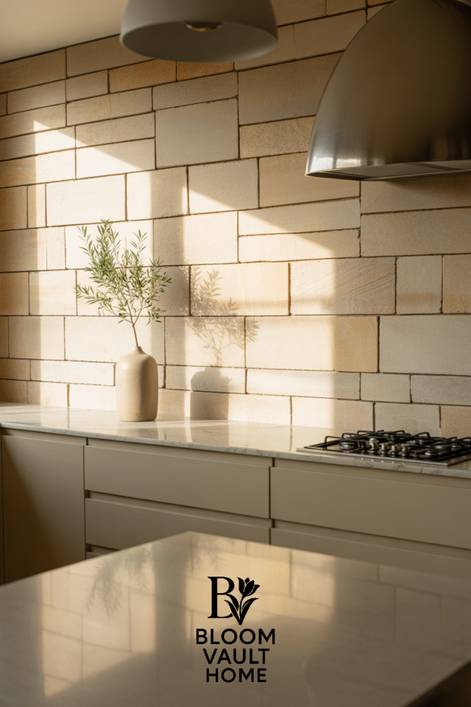 Scandinavian Flagstone Wall Kitchen