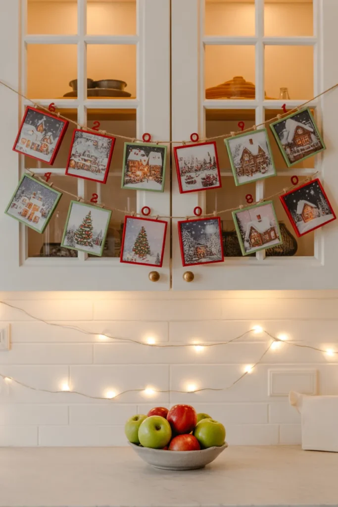Advent Calendar Hung on Cabinets